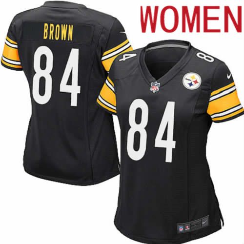 Women Pittsburgh Steelers 84 Antonio Brown Nike Black Game Player NFL Jersey